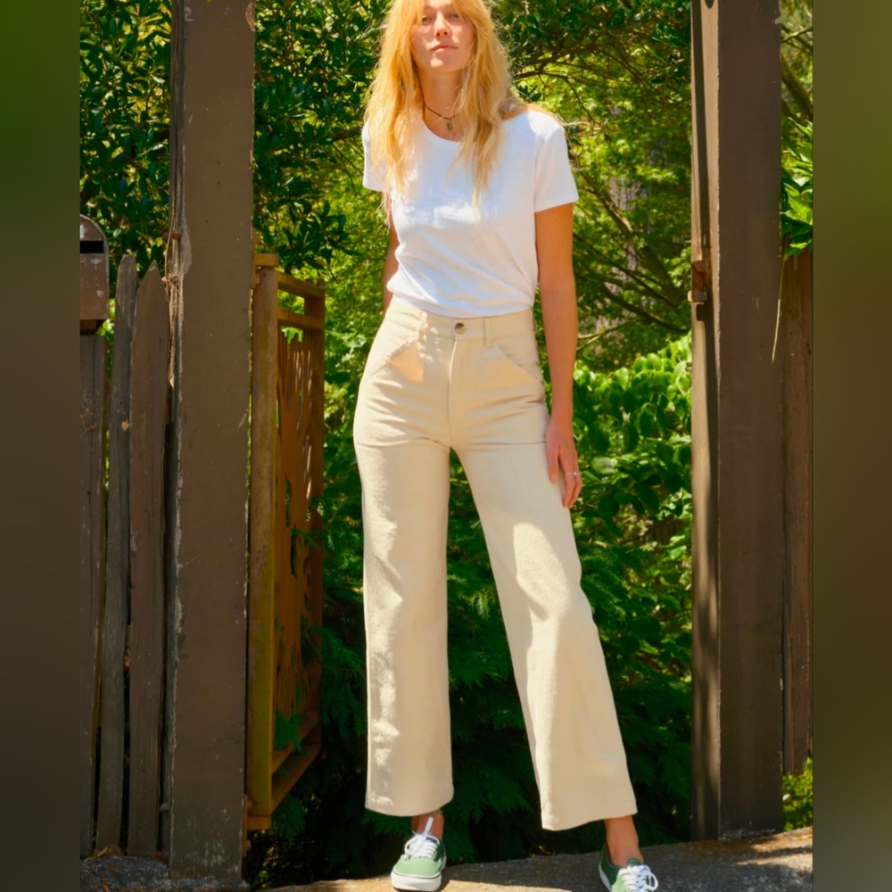 Mollusk Painter Pants In Natural Women's XS Straight Leg High Rise NWT